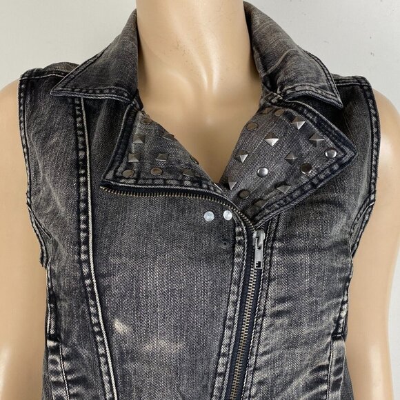 Forever 21 Grayish Black Sleeveless Women's Size Medium M Moto Zippered Jacket - Picture 2 of 10